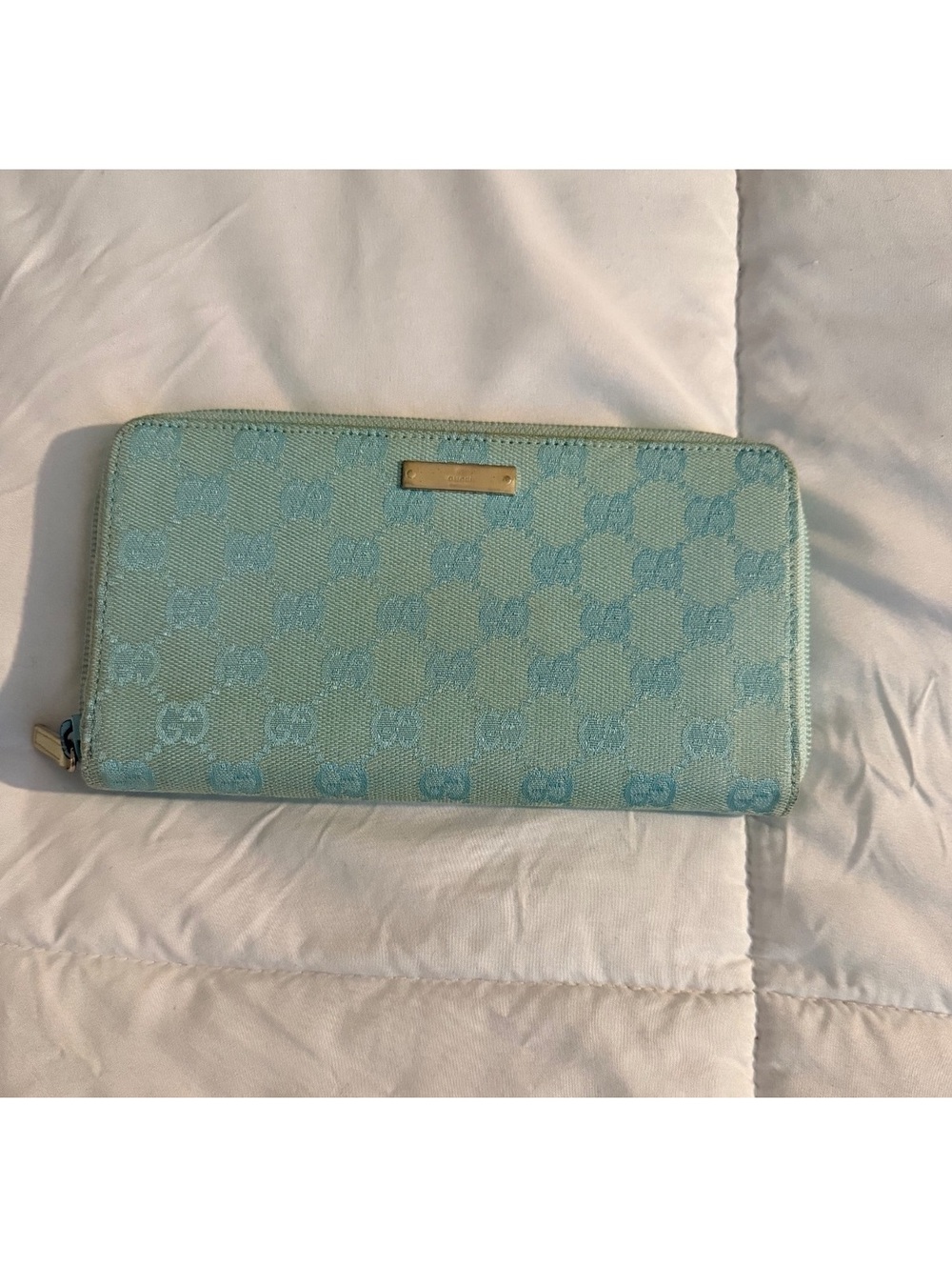 Gucci Zip-Around Wallet in Light Blue GG Canvas